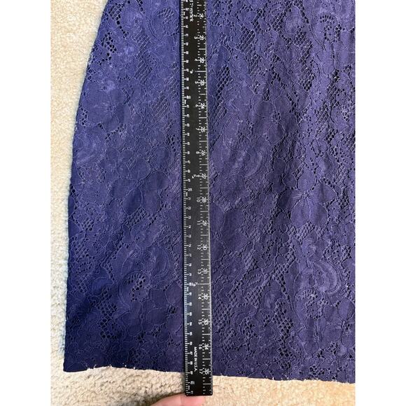 Guess Womens Navy Lace Shift Dress Size 8 Floral Embroidered Stretch Mini D669 - Picture 12 of 13